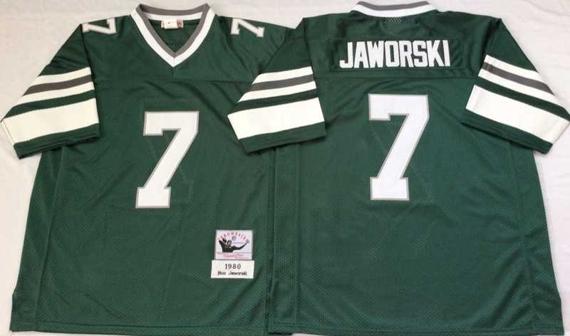 Eagles 7 Ron Jaworski Green M&N Throwback Jersey->nfl m&n throwback->NFL Jersey